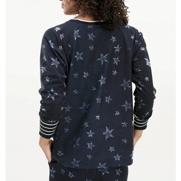 NWT Splendid Heritage French Terry Star Print Pullover in Navy/White Sz. XS - Picture 3 of 6